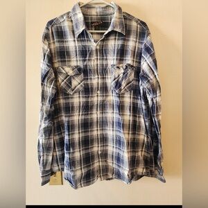 Helix Plaid Long Sleeve button down shirt Size mens xl blue